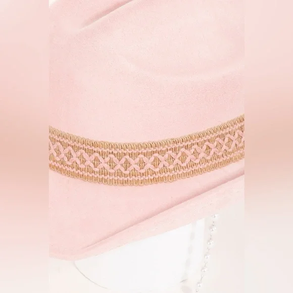 NWT Chic Pink Cowboy Hat with Pearl Chain NWT - Picture 2 of 7